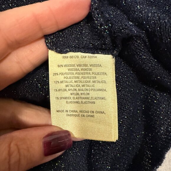 Anthropologie Angel of the North Savine Shimmer Navy Blue Turtleneck Top Size S - Picture 5 of 7